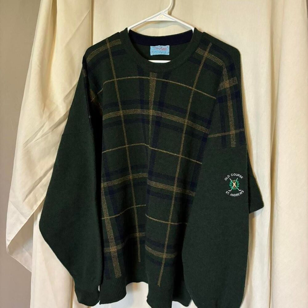 Morrissey Men's Green and Khaki Jumper